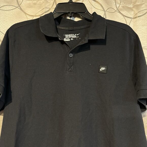 Nike Golf Tour Performance Dri-Fit Pique Knit Polo Shirt Solid Black  Large - Picture 2 of 7